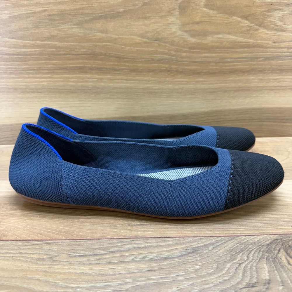 Rothys Square Toe Flats 9 Starling Navy Black Clean Girl Quite Luxury Elevated